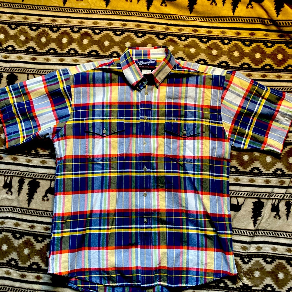 Wrangler Western Sz XL shirt sleeve plaid shirt